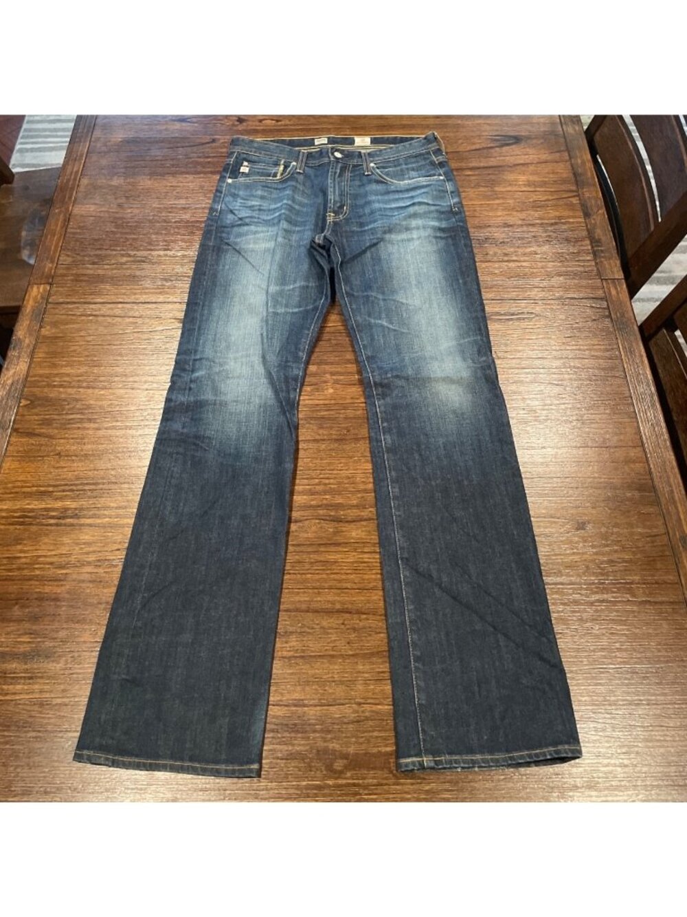 AG Protege Straight Leg Jean 32x34.5 10 Yr Medium Wash Faded Distressed Stretch